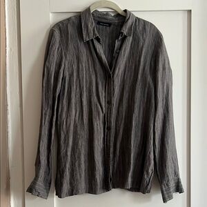 Dark Gray Striped Button-Up Shirt